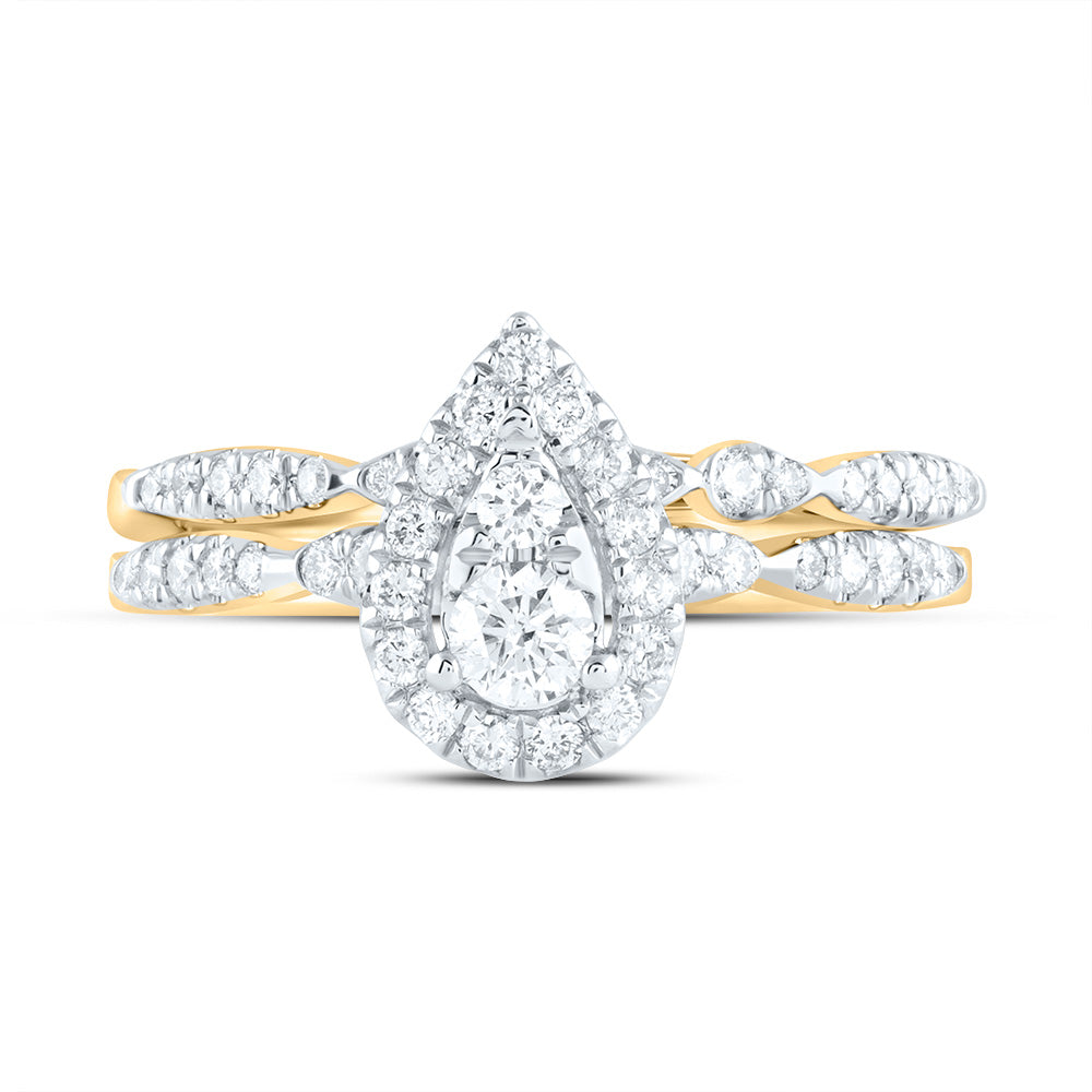 5/8CTW-DIA ANA M PEAR SINGLE HALO FASHION BRIDAL SET