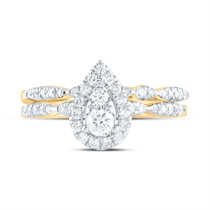 5/8CTW-DIA ANA M PEAR SINGLE HALO FASHION BRIDAL SET