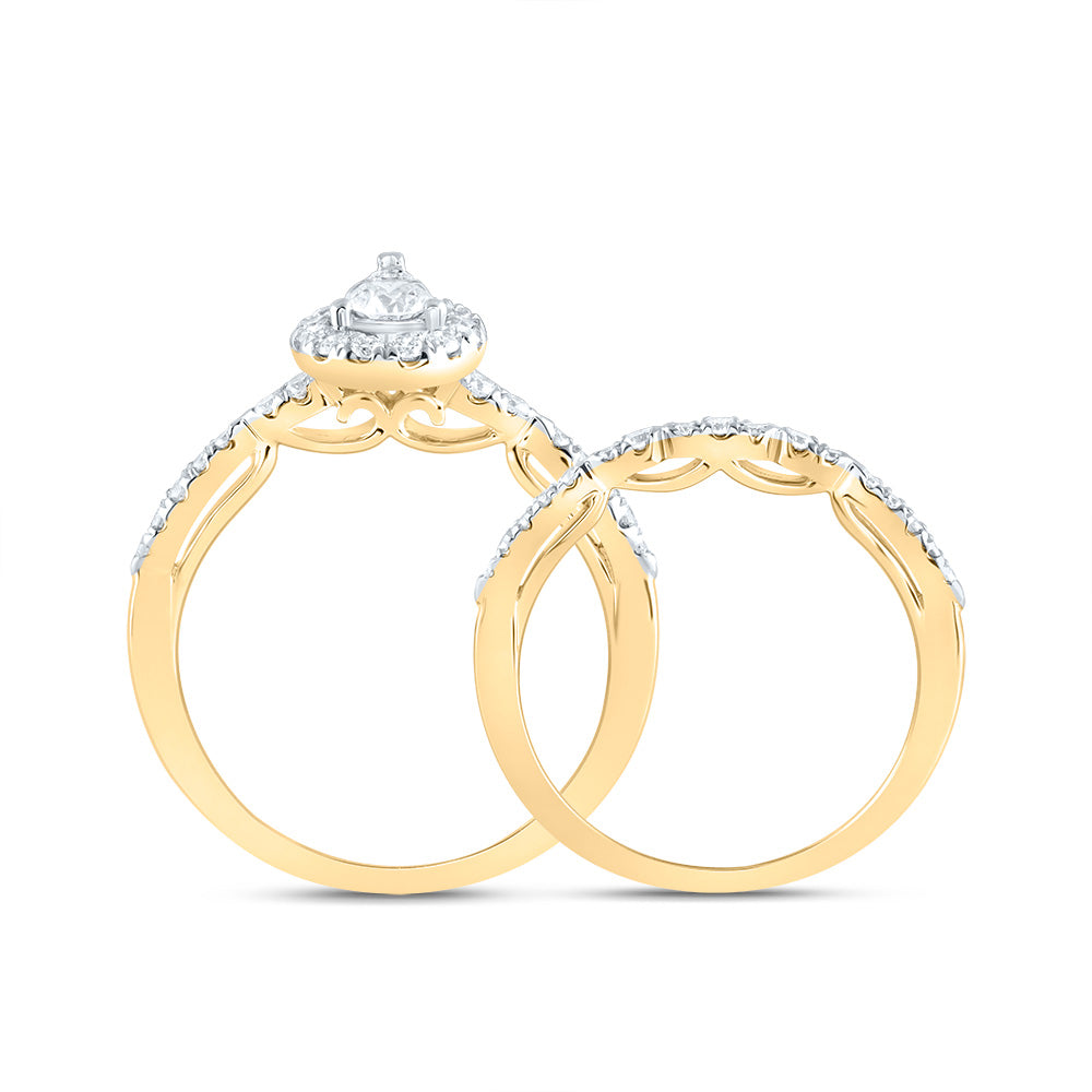5/8CTW-DIA ANA M PEAR SINGLE HALO FASHION BRIDAL SET