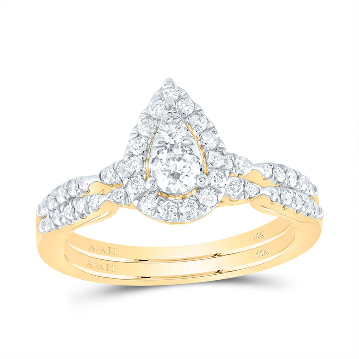 5/8CTW-DIA ANA M PEAR SINGLE HALO FASHION BRIDAL SET