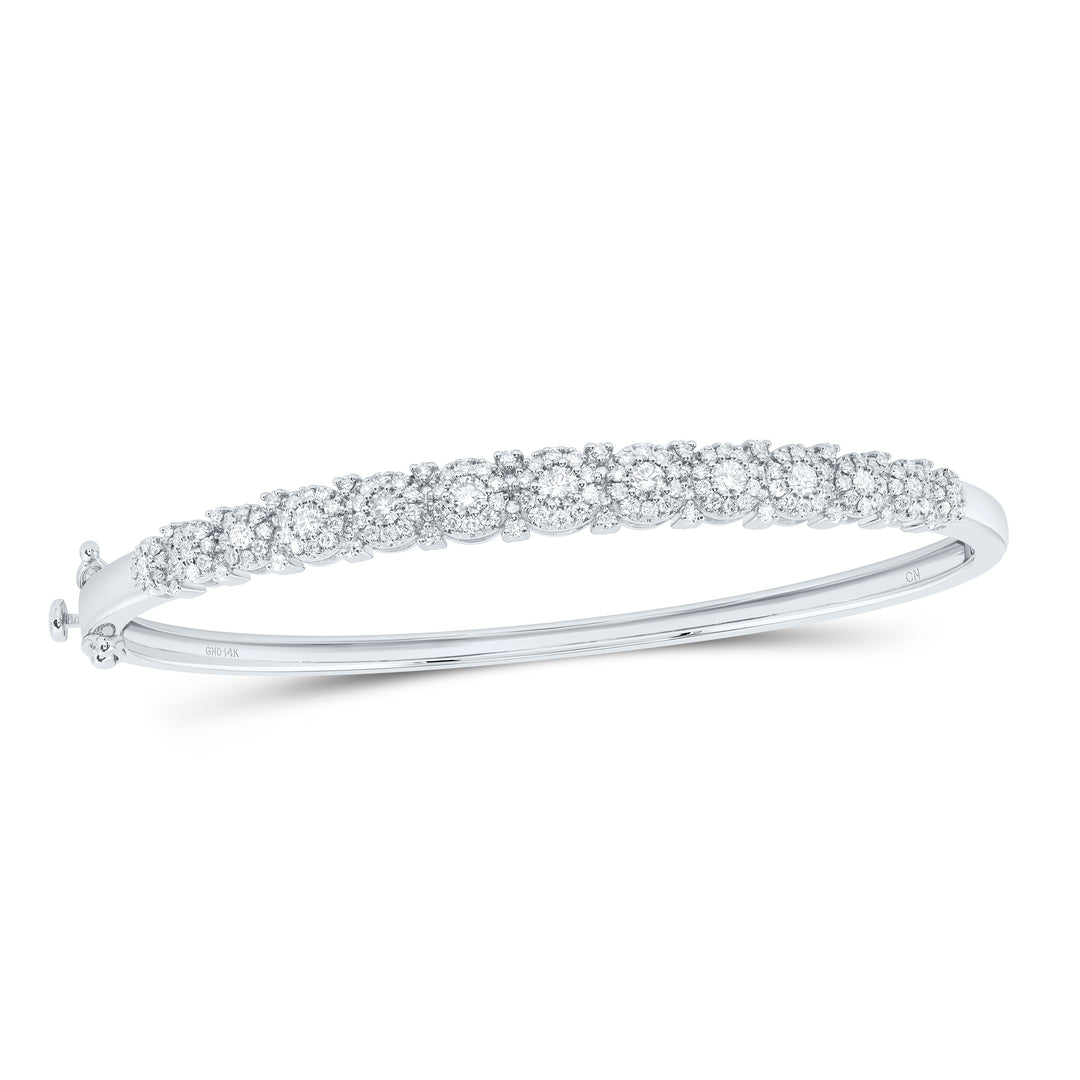 14kt White Gold Women's Diamond Bangle 1-1/3 ctw