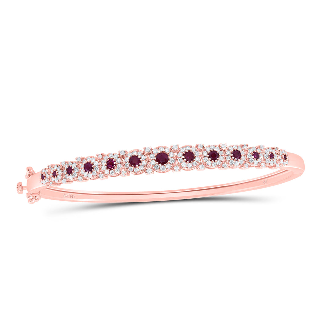 14kt Rose Gold Women's Diamond Bangle 7/8 ctw
