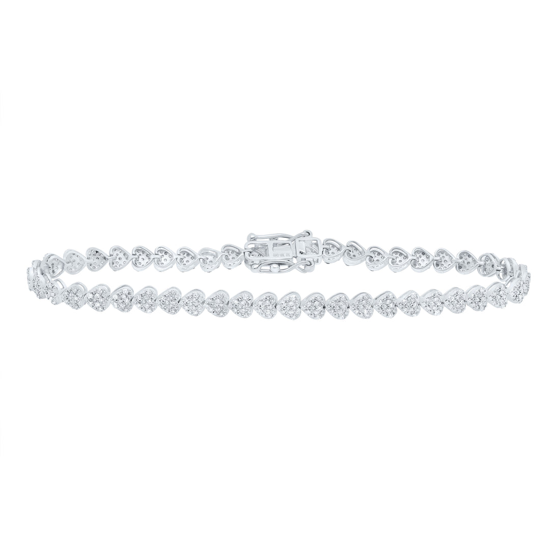 10kt White Gold Diamond Heart Bracelet 7/8 ctw