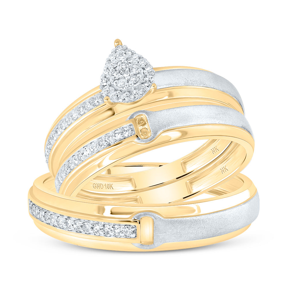 1/4CTW-DIA NK PEAR TRIO SET