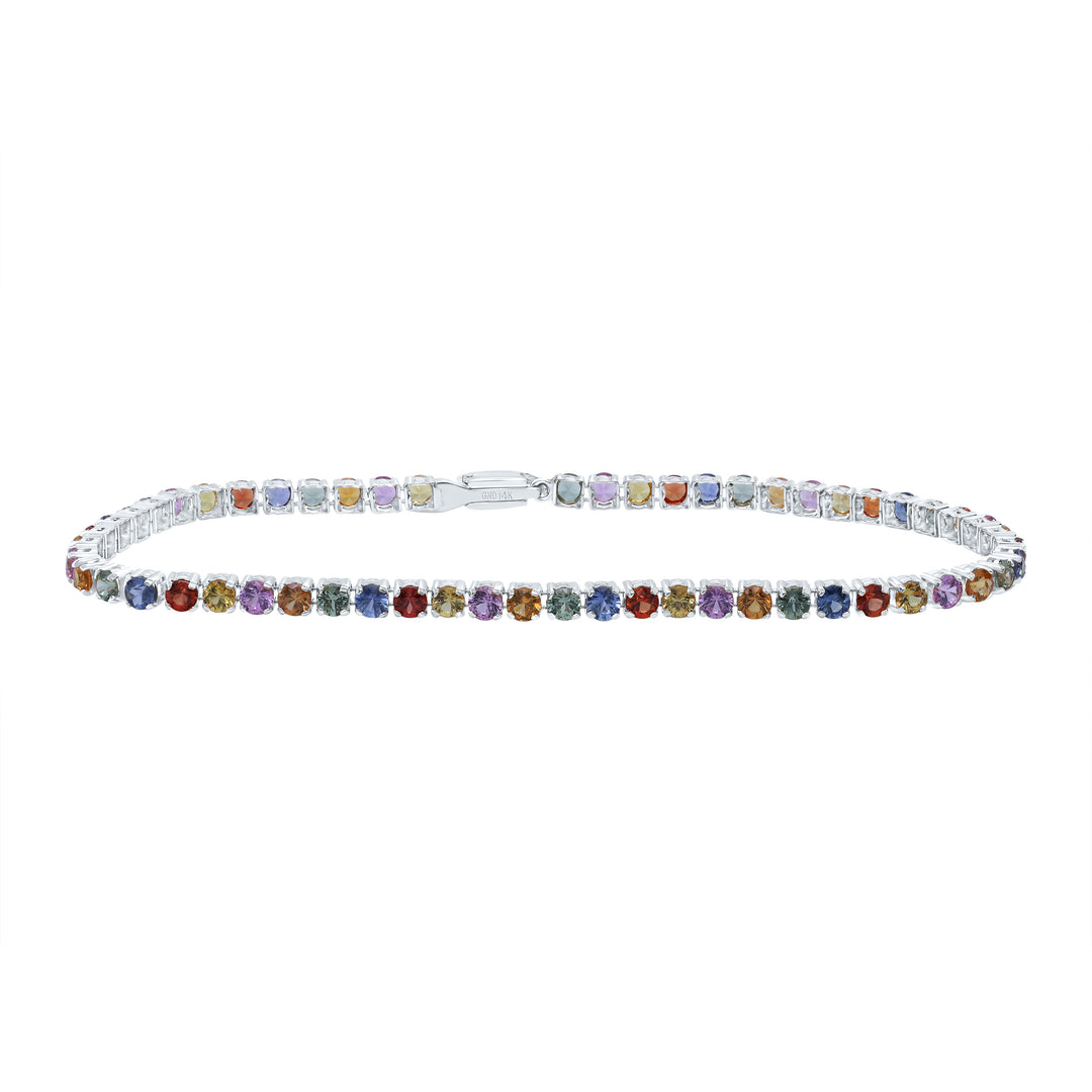 14kt White Gold Sapphire Tennis Bracelet 6 ctw