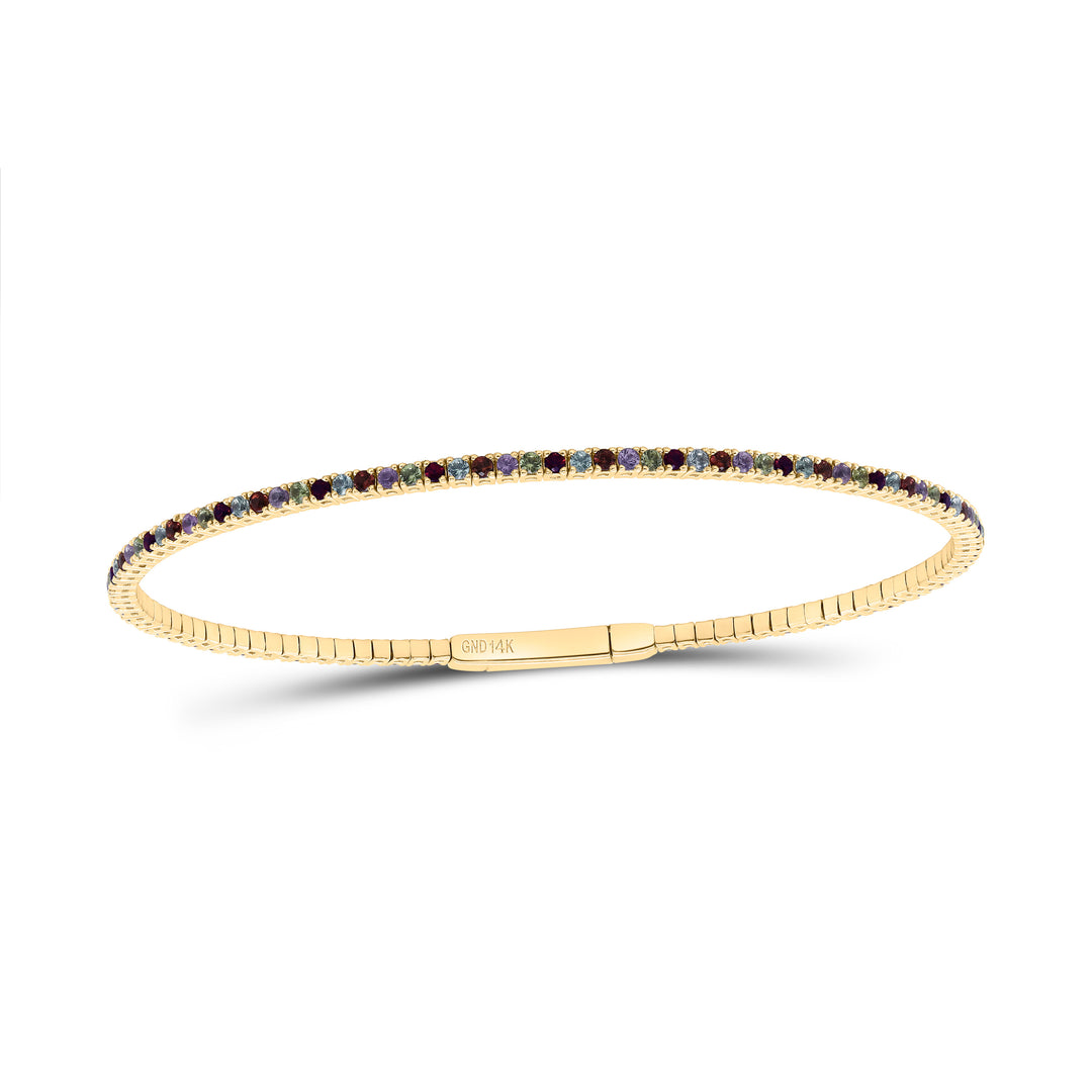 14kt Gold Sapphire Tennis Bangle 1-7/8 ctw