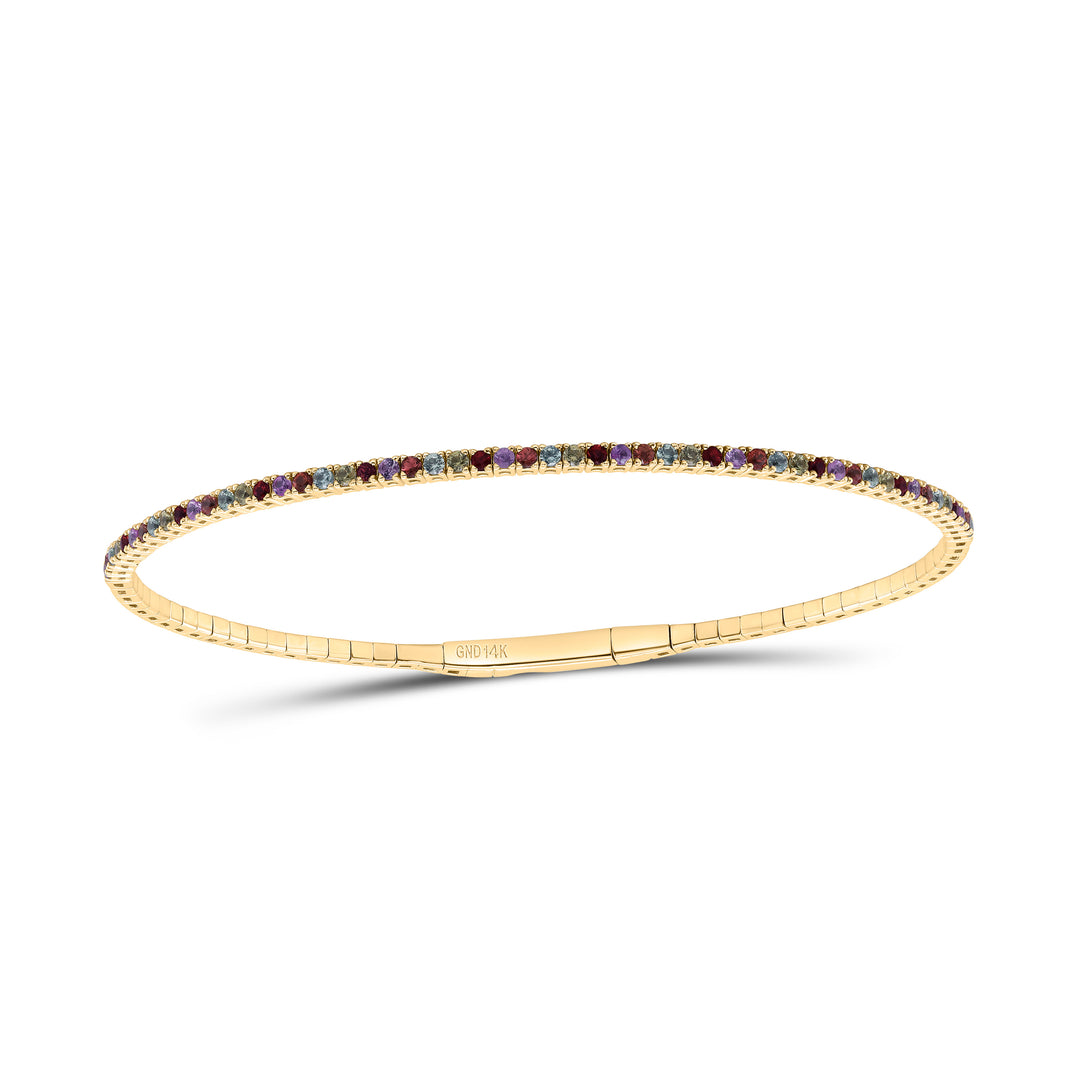 14kt Gold Sapphire Tennis Bangle 1 ctw