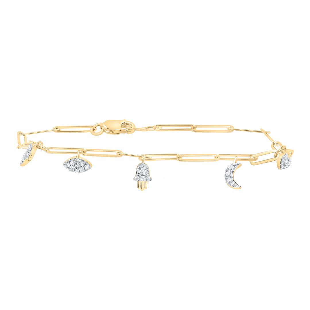 10kt Yellow Gold Diamond Paper Clip Bracelet 1/5 ctw