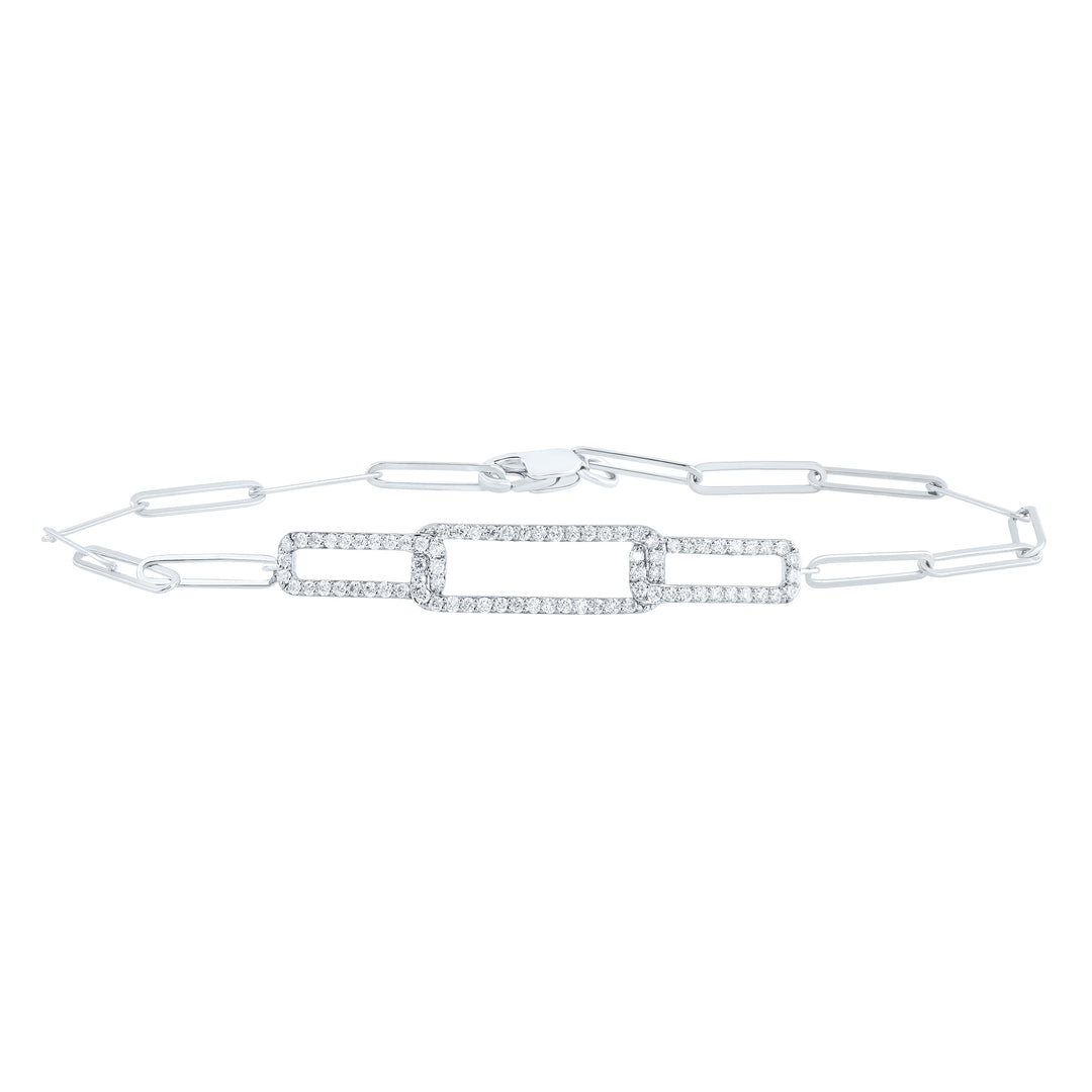 14kt White Gold F-H Diamond Paper Clip Bracelet 3/8 ctw