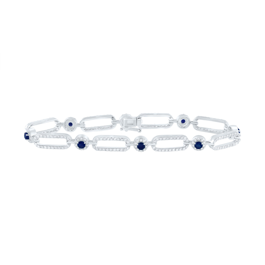 14kt White Gold F-H Diamond Paper Clip Bracelet 3 ctw