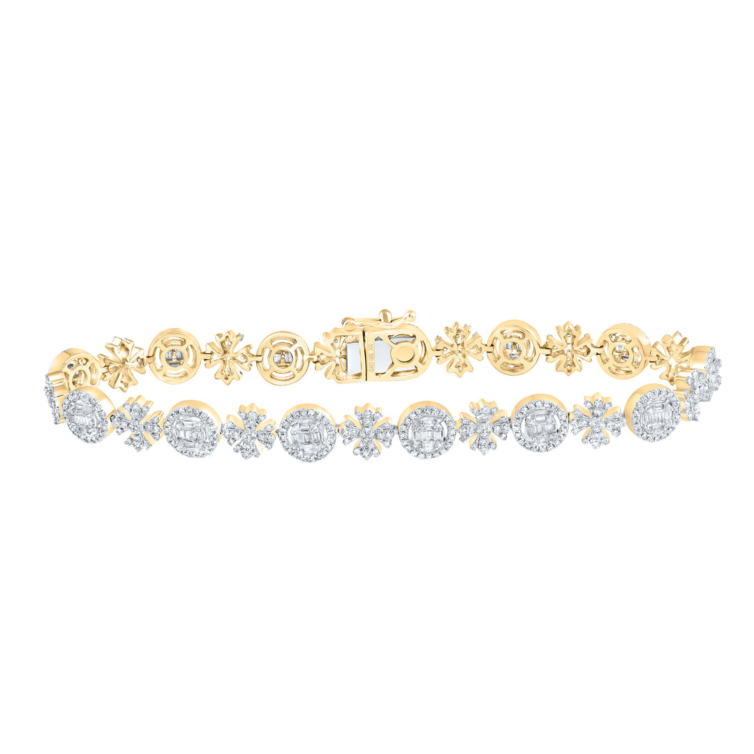 10kt Yellow Gold Diamond Cross Bracelet 2-3/8 ctw
