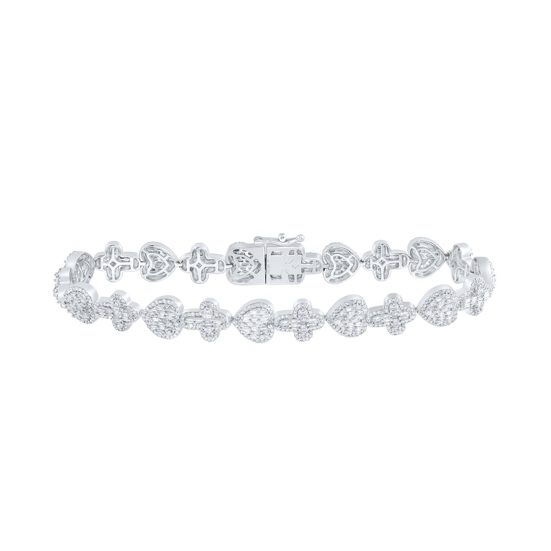 3 1/2CTW-NAT DIA NK HEART CROSS BRACELET (8 INCH)