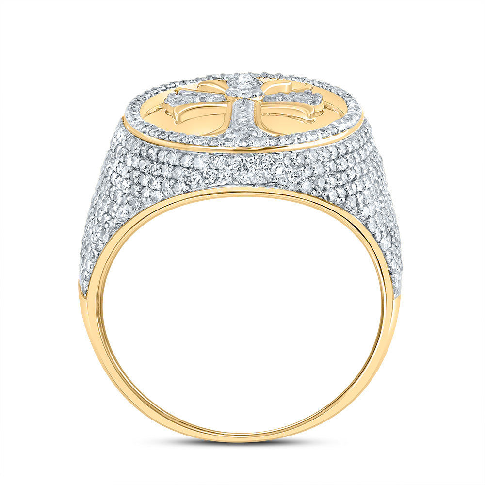 1 7/8CTW-DIA NK CROME CROSS MENS RING