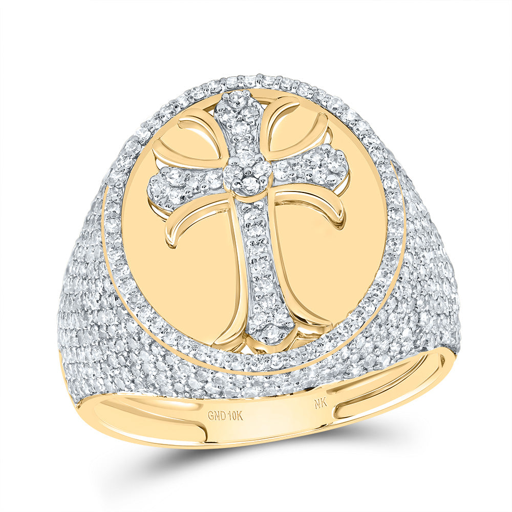 1 7/8CTW-DIA NK CROME CROSS MENS RING