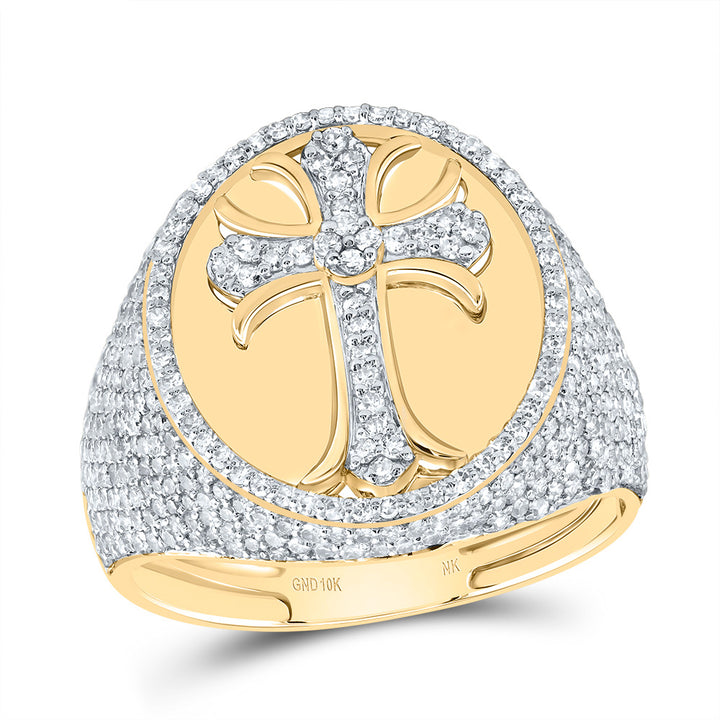 1 7/8CTW-DIA NK CROME CROSS MENS RING