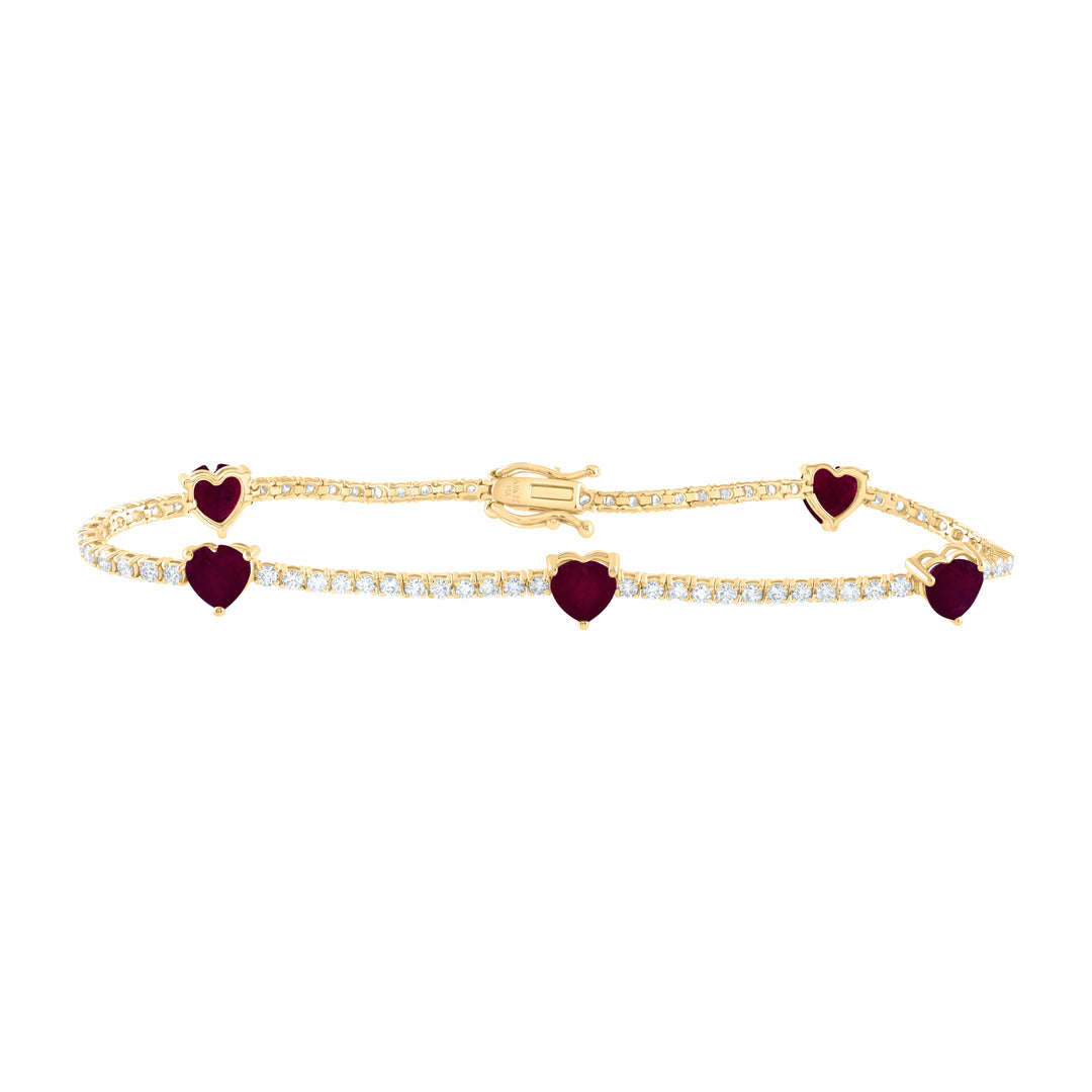 14kt Yellow Gold F-H Diamond Heart Bracelet 1-1/2 ctw