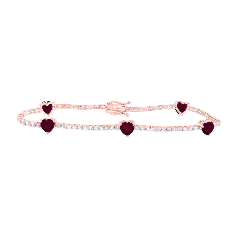 14kt Rose Gold F-H Diamond Heart Bracelet 1-1/2 ctw