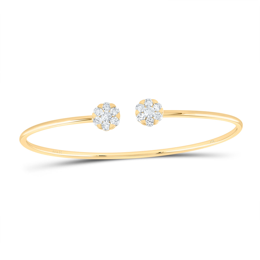 14kt Yellow Gold F-H Diamond Flower Bangle 7/8 ctw
