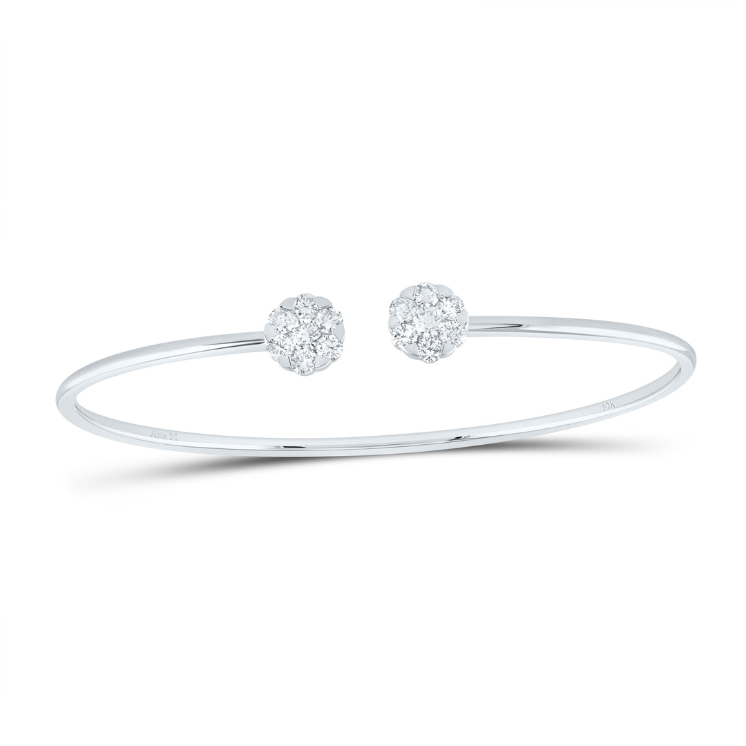 14kt White Gold F-H Diamond Flower Bangle 7/8 ctw