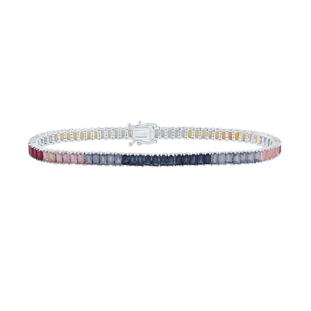 14kt White Gold Emerald Tennis Bracelet 9-1/2 ctw
