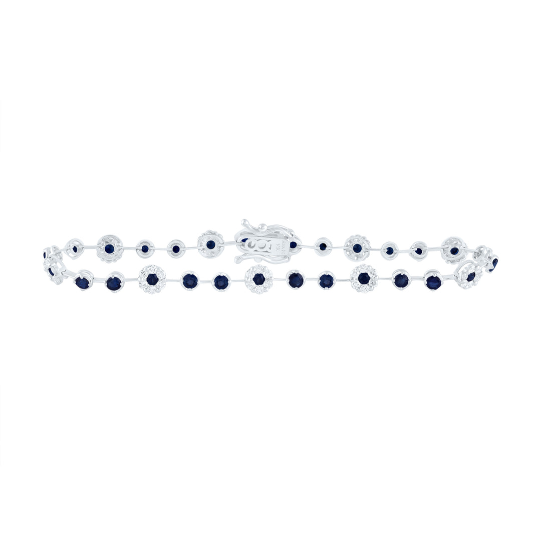 14kt White Gold F-H Diamond Flower Bracelet 7/8 ctw