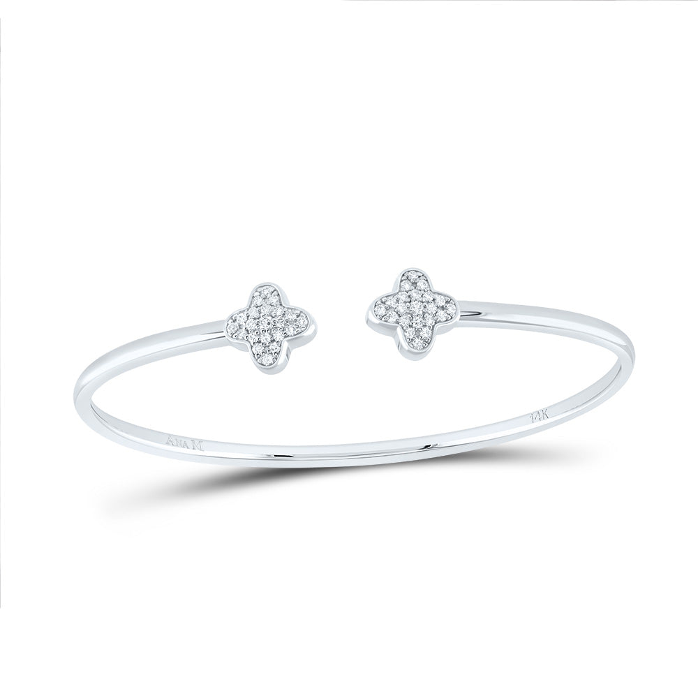 14kt White Gold F-H Diamond Clover Bangle 5/8 ctw