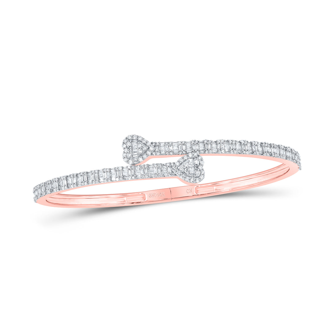 14kt Rose Gold Diamond Heart Bangle 1-1/2 ctw
