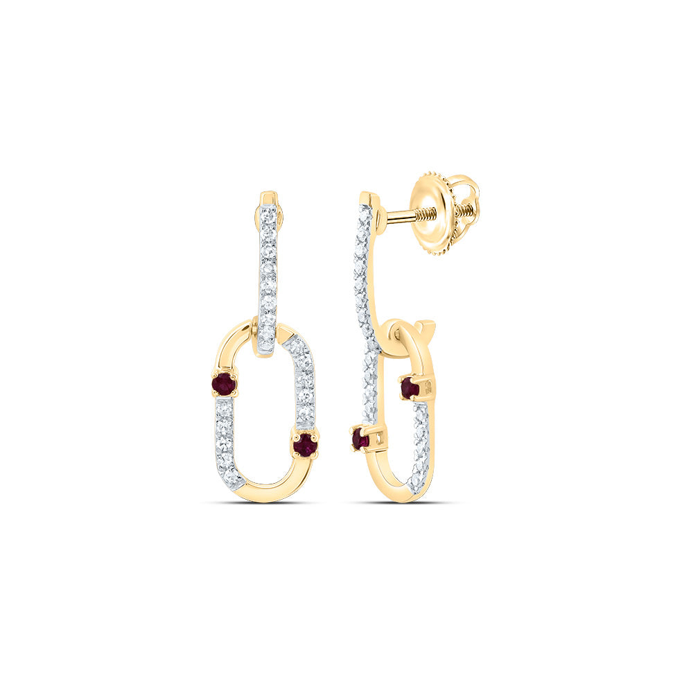 14kt Yellow Gold Diamond Paper Clip Dangling Earring 1/5 ctw