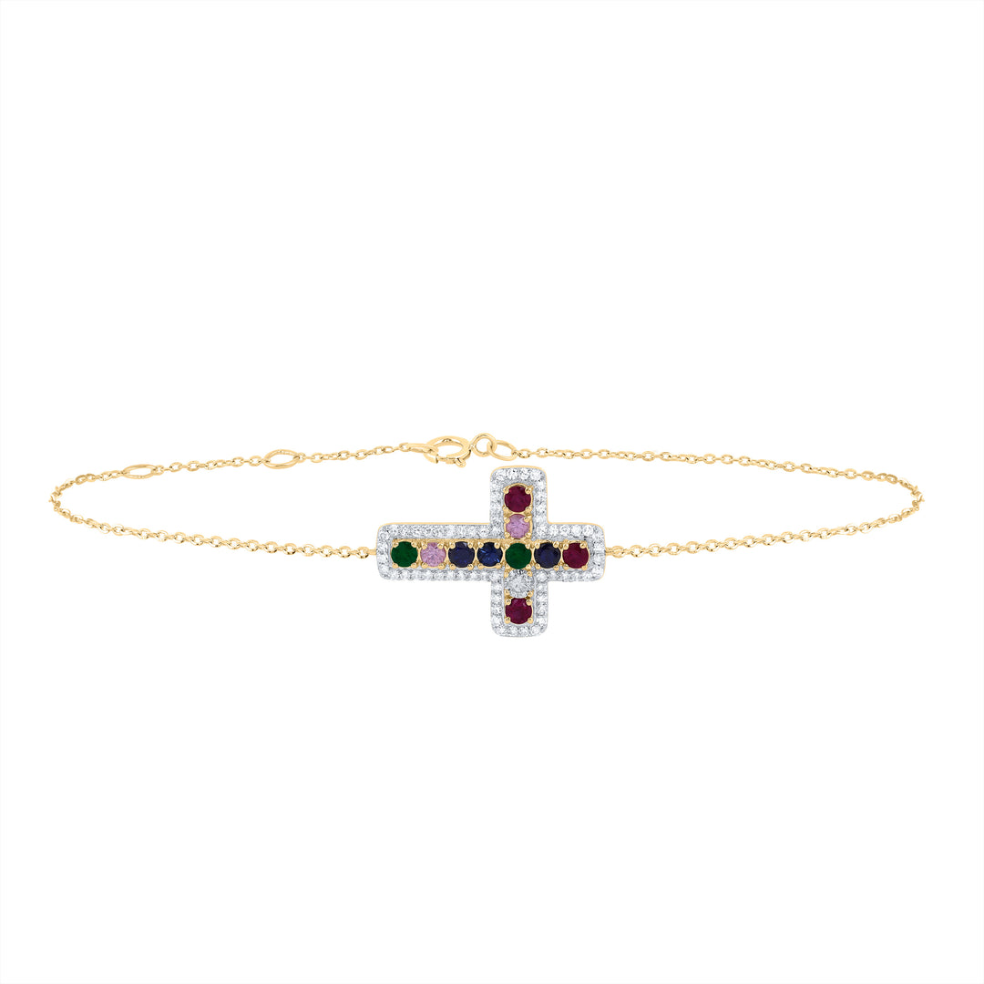 10kt Yellow Gold Diamond Cross Bracelet 3/4 ctw