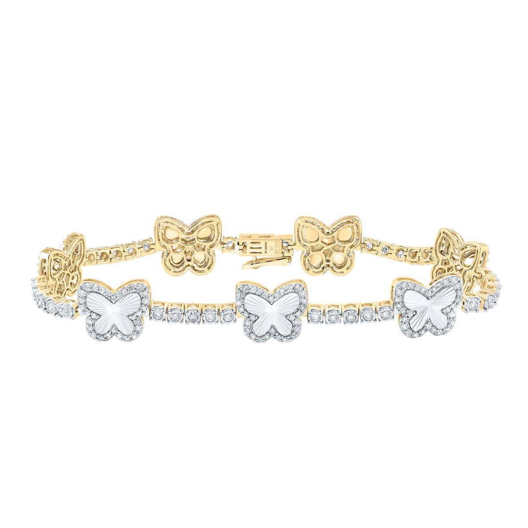 10kt Yellow Gold Diamond Butterfly Bracelet 1-7/8 ctw