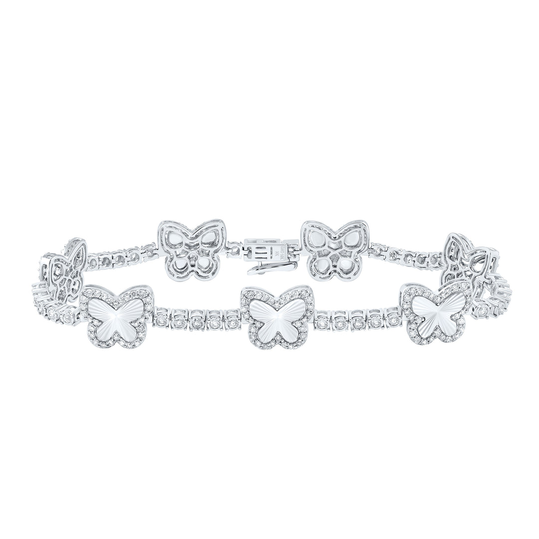 10kt White Gold Diamond Butterfly Bracelet 1-7/8 ctw