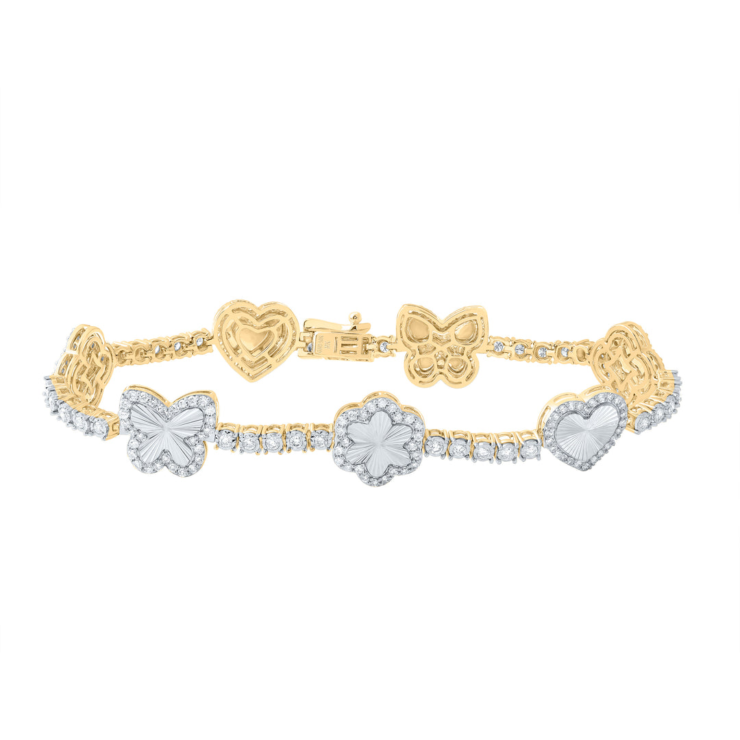 10kt Yellow Gold Diamond Heart Bracelet 1-3/4 ctw