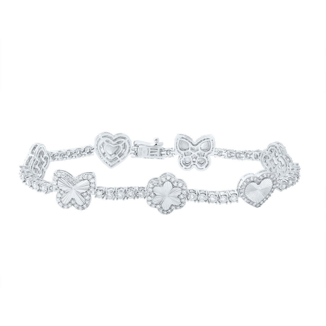 10kt White Gold Diamond Heart Bracelet 1-3/4 ctw