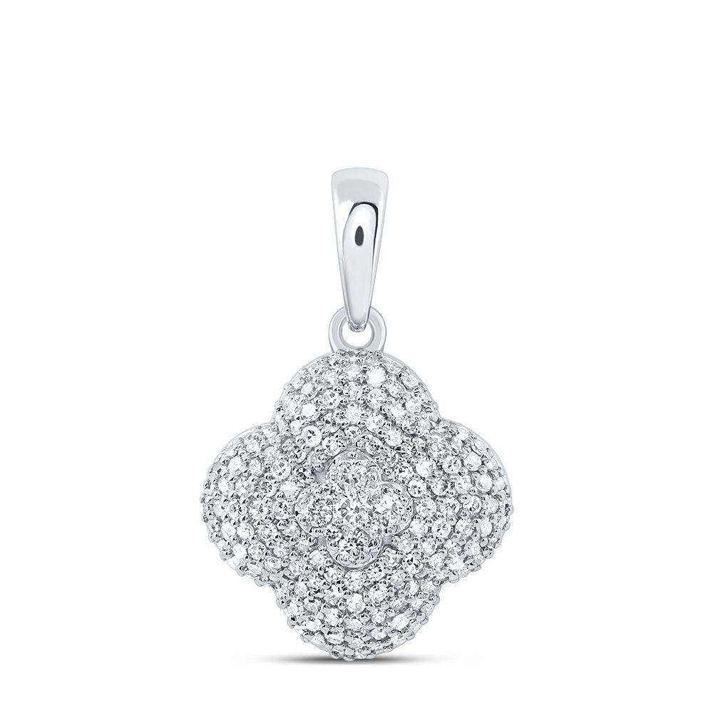 10kt White Gold Diamond Fashion Clover Pendant 5/8 ctw