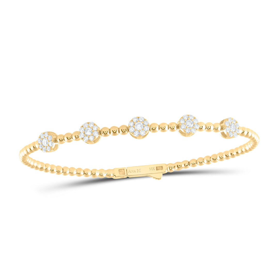 14kt Yellow Gold F-H Diamond Flower Bangle 3/4 ctw