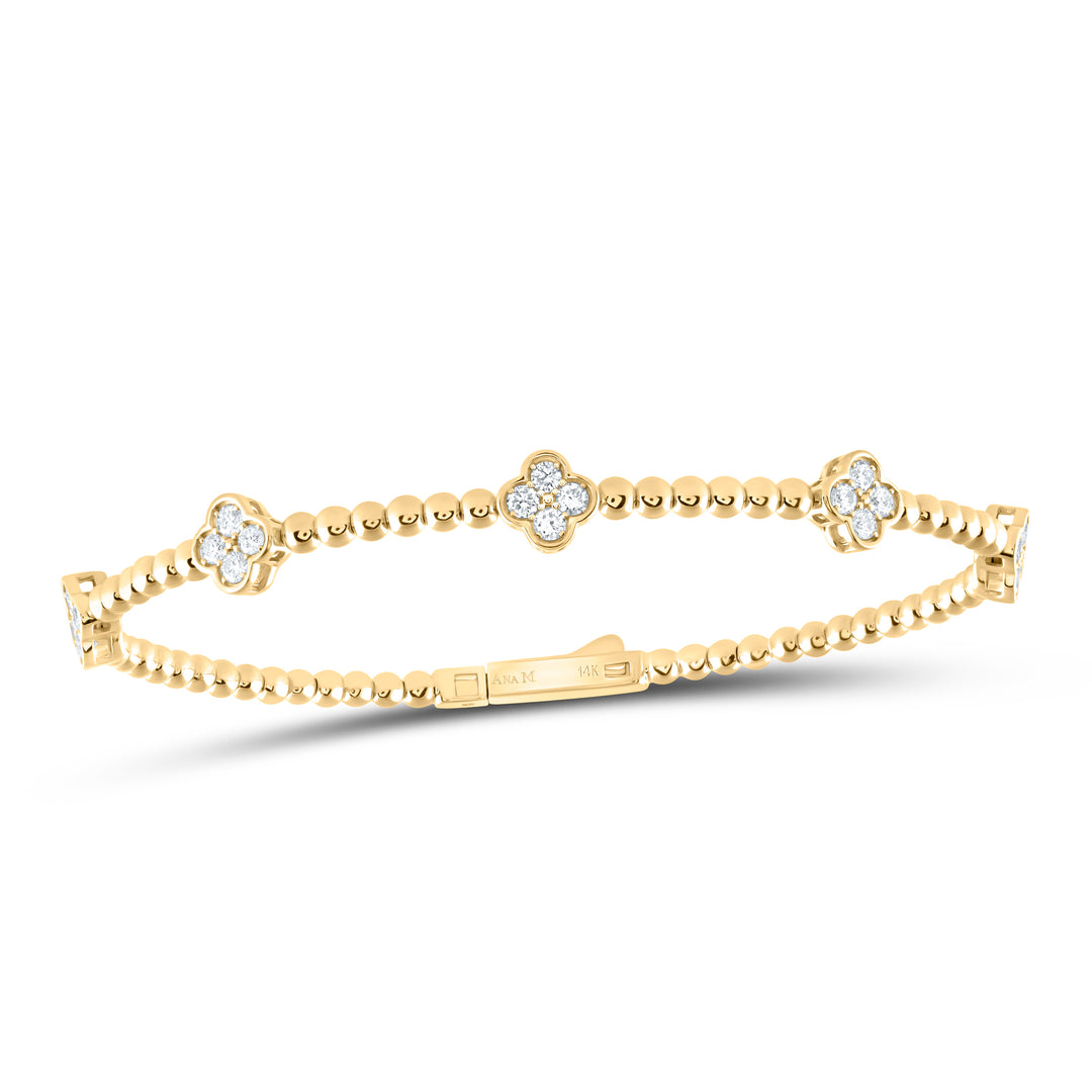 14kt Yellow Gold F-H Diamond Clover Bangle 3/4 ctw