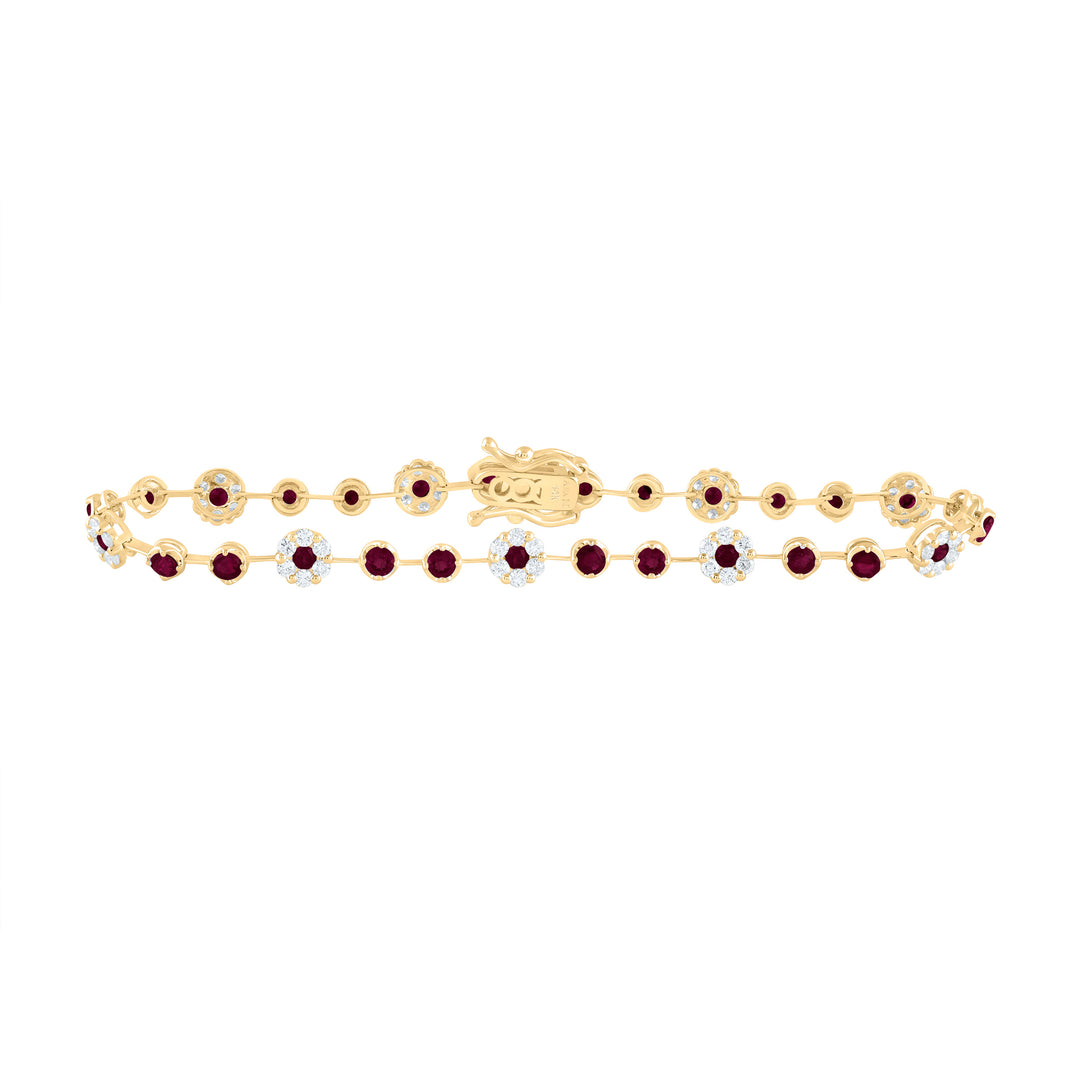 14kt Yellow Gold F-H Diamond Flower Bracelet 7/8 ctw