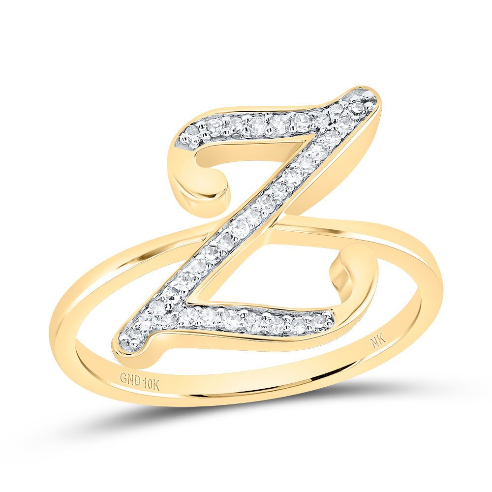 10kt Yellow Gold Diamond Initial Ring 1/8 ctw