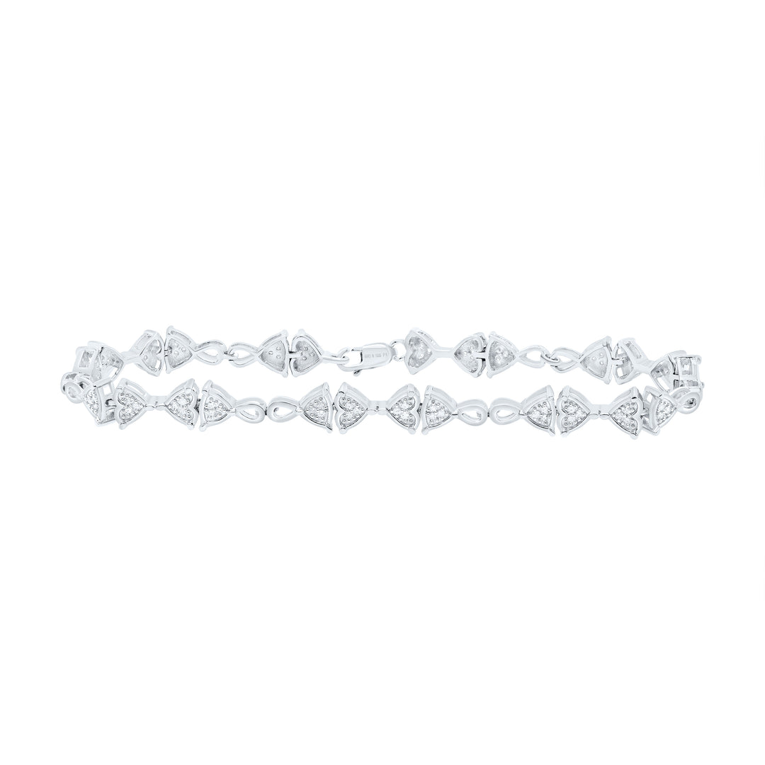 Sterling Silver Diamond Heart Bracelet 1/4 ctw