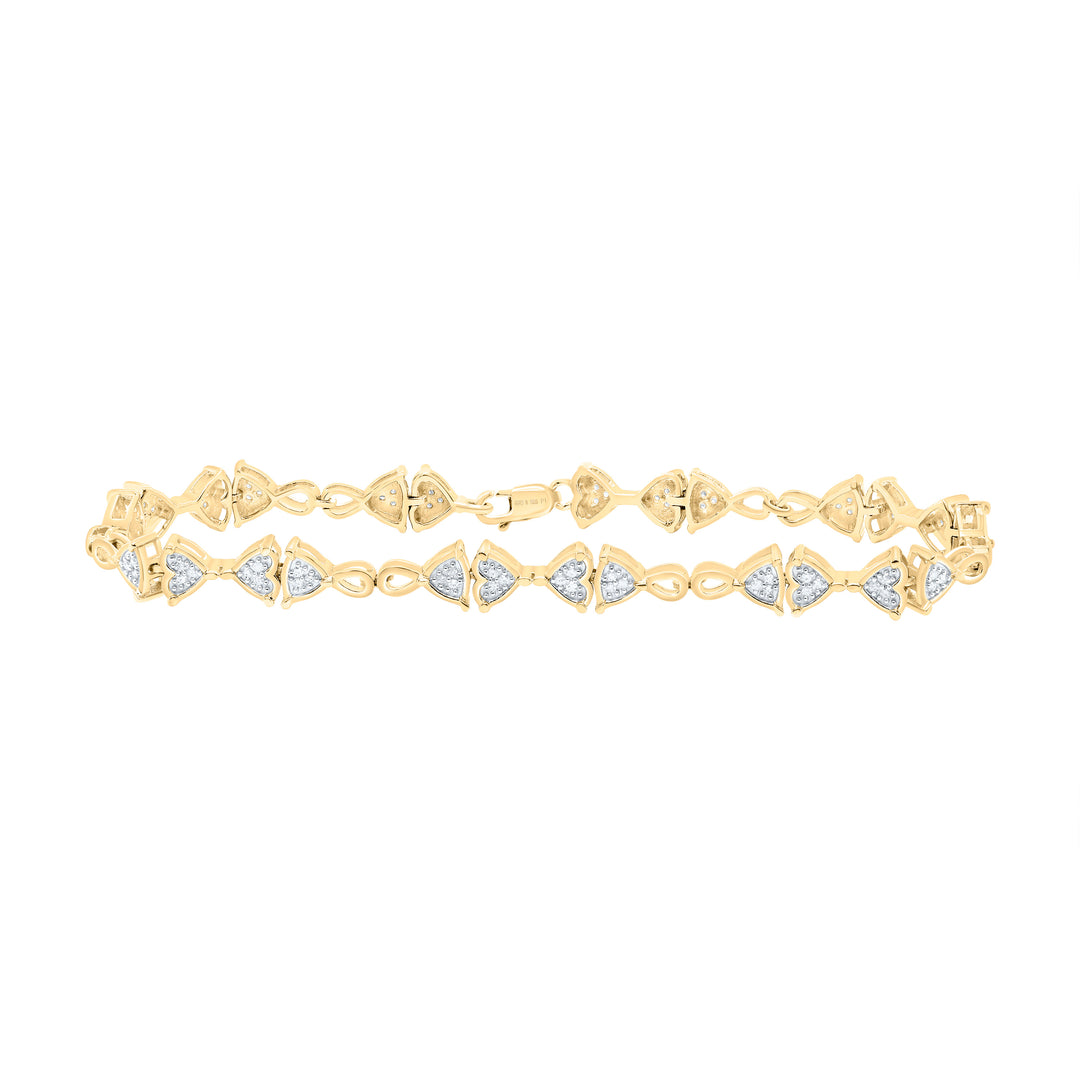 Yellow-tone Sterling Diamond Heart Bracelet 1/4 ctw