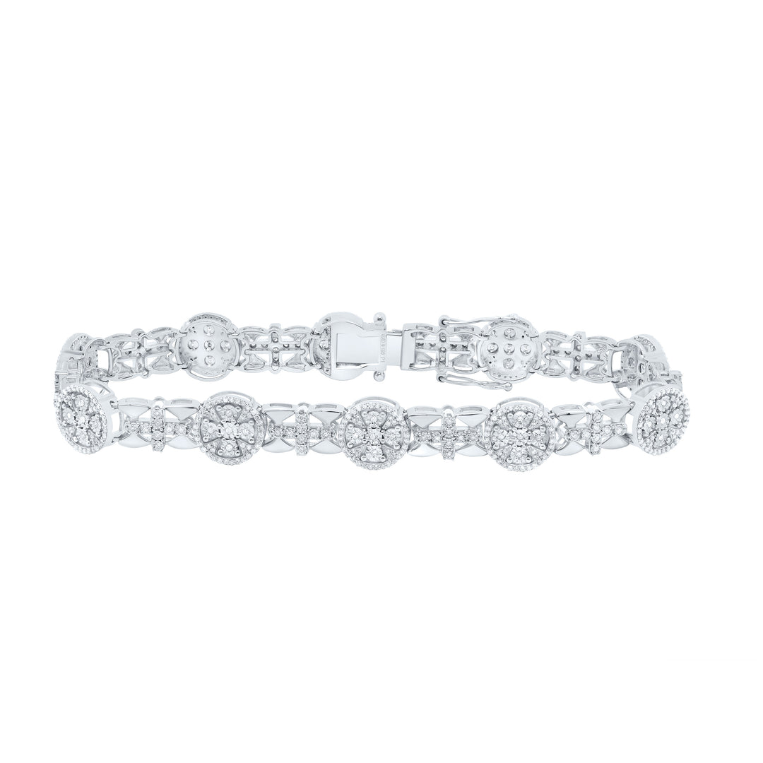 Sterling Silver Diamond Bracelet 1-5/8 ctw