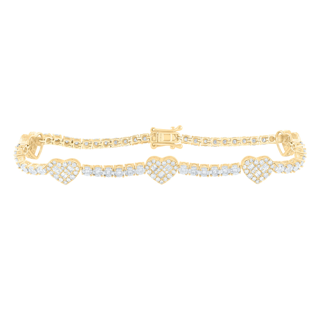 10kt Gold Diamond Tennis Heart Bracelet 1 ctw