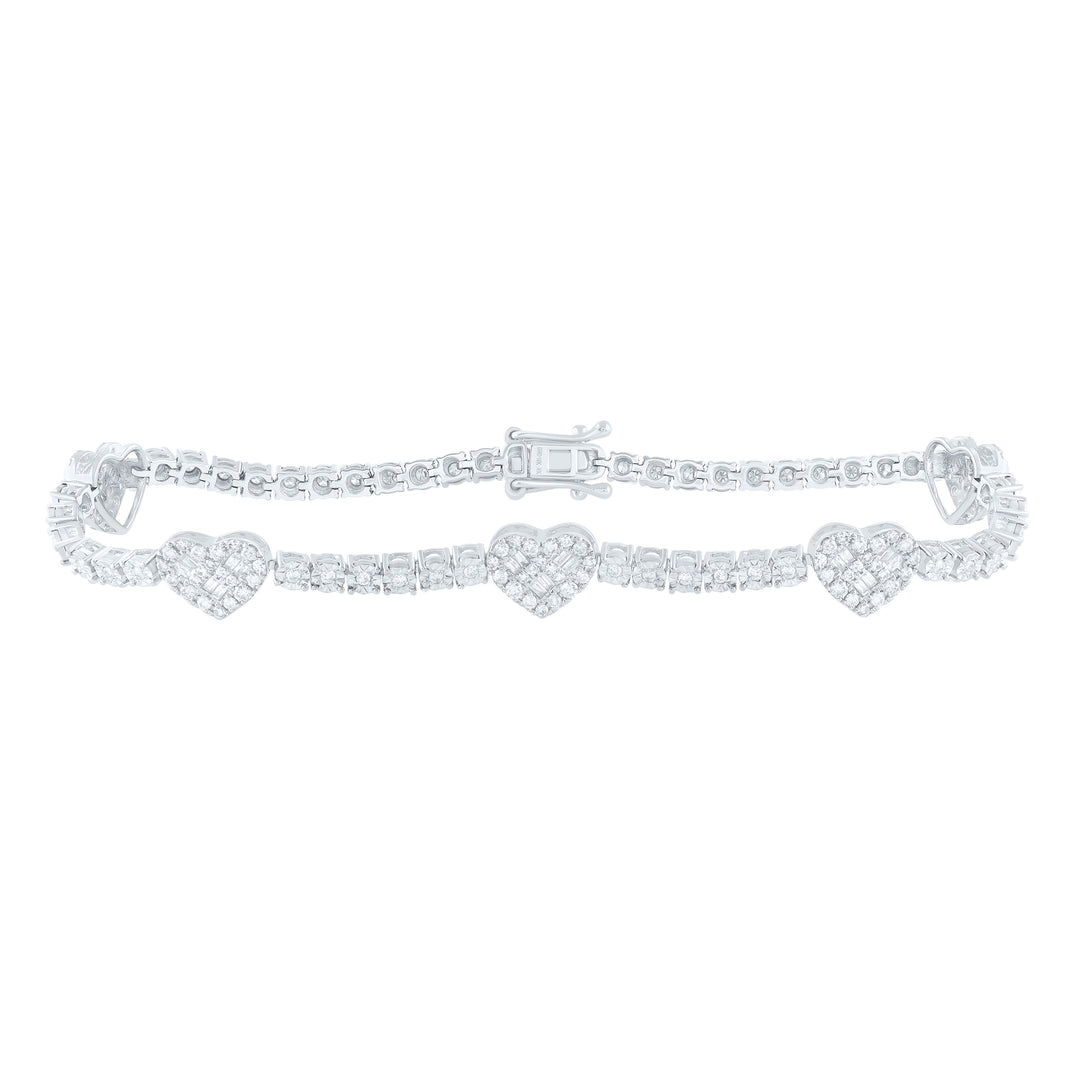 10kt Gold Diamond Tennis Heart Bracelet 1 ctw