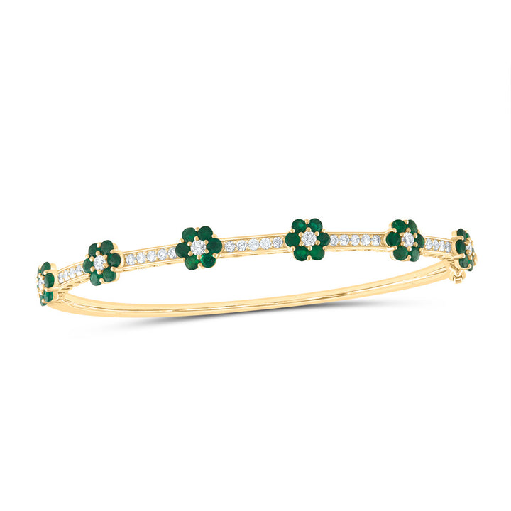 14kt Yellow Gold F-H Diamond Flower Bangle 2-1/2 ctw