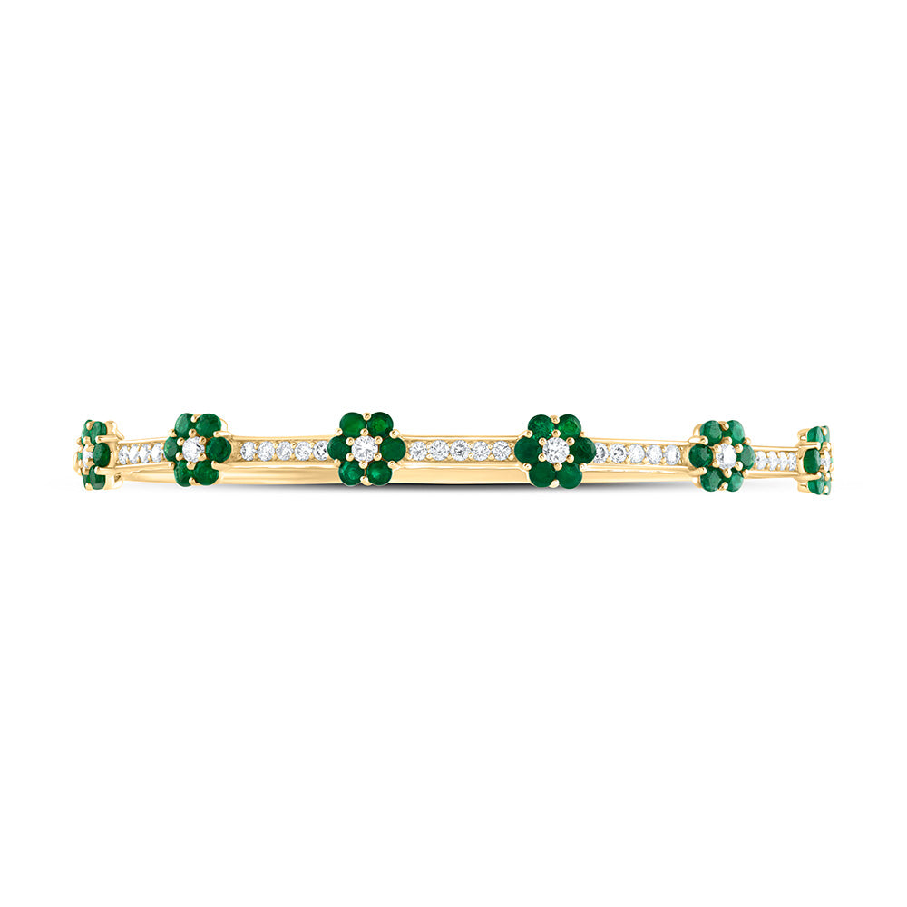 14kt Yellow Gold F-H Diamond Flower Bangle 2-1/2 ctw - view 2
