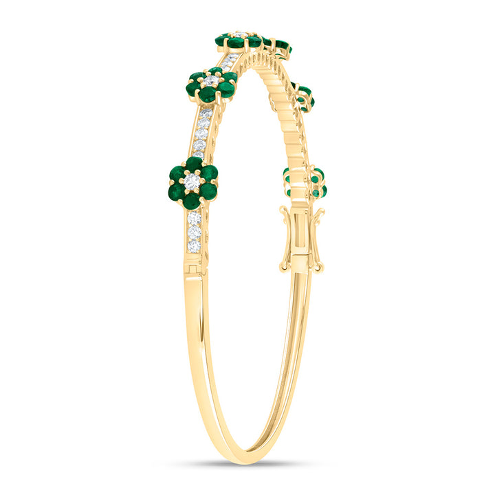 14kt Yellow Gold F-H Diamond Flower Bangle 2-1/2 ctw - view 3
