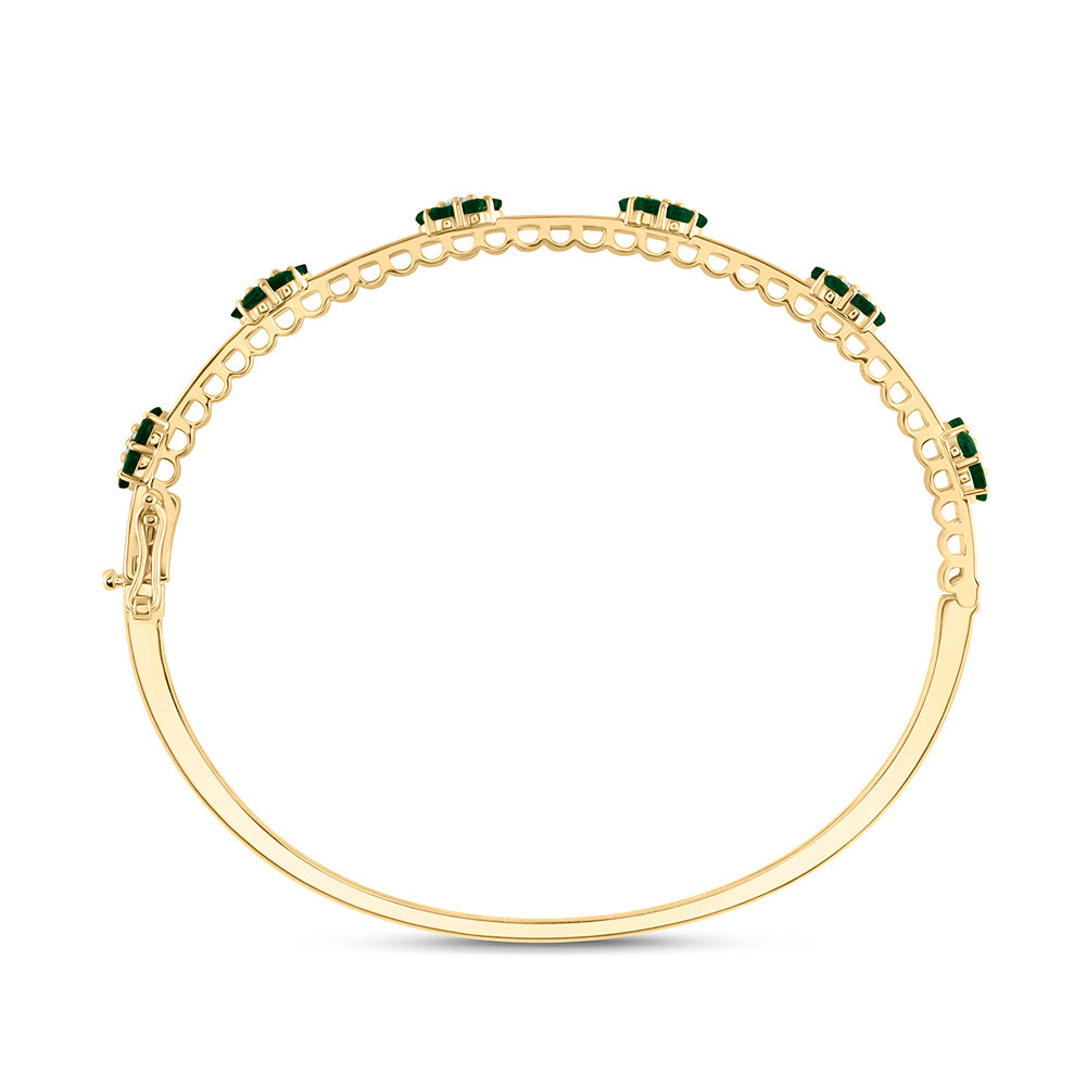 14kt Yellow Gold F-H Diamond Flower Bangle 2-1/2 ctw - view 4