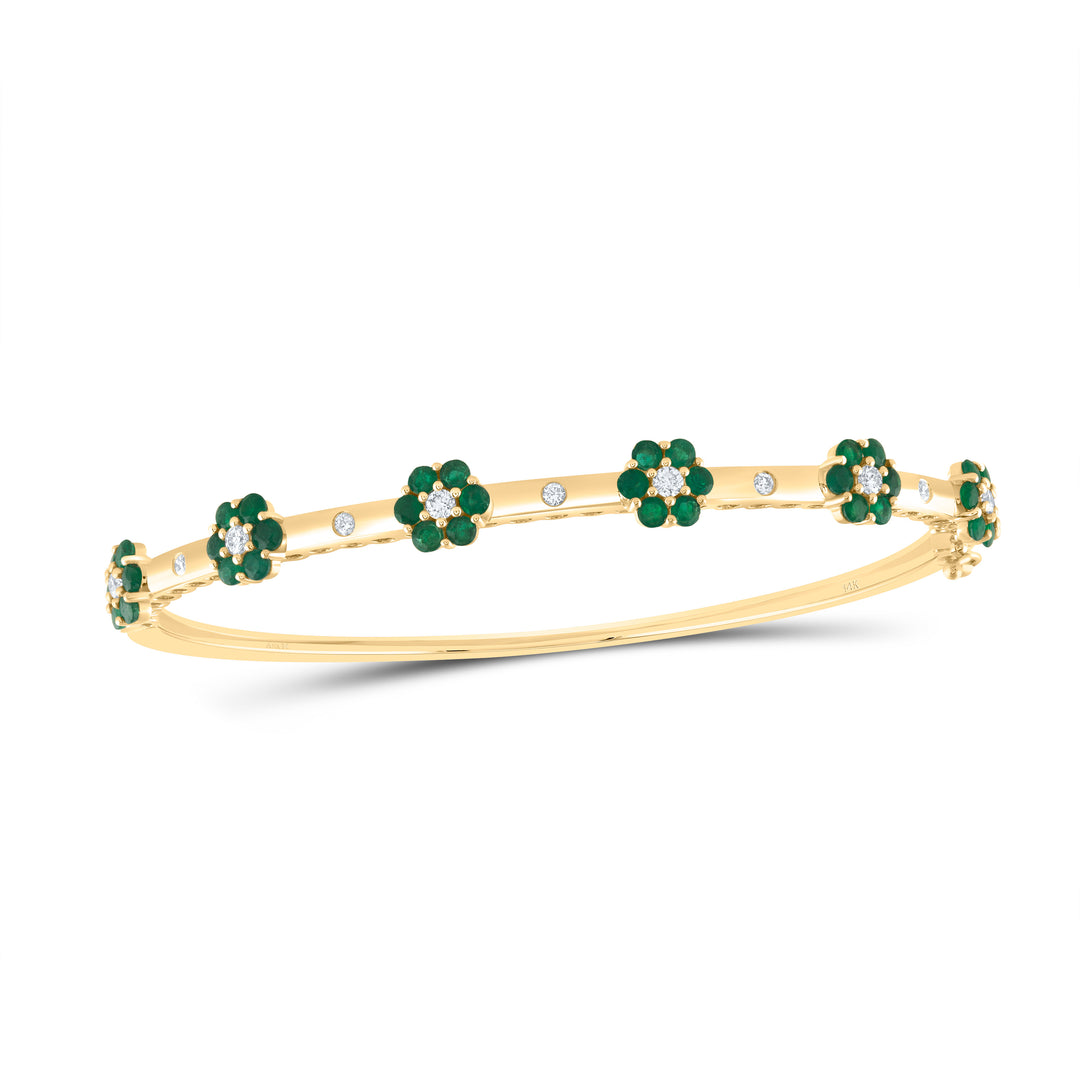 14kt Yellow Gold F-H Diamond Flower Bangle 3/8 ctw