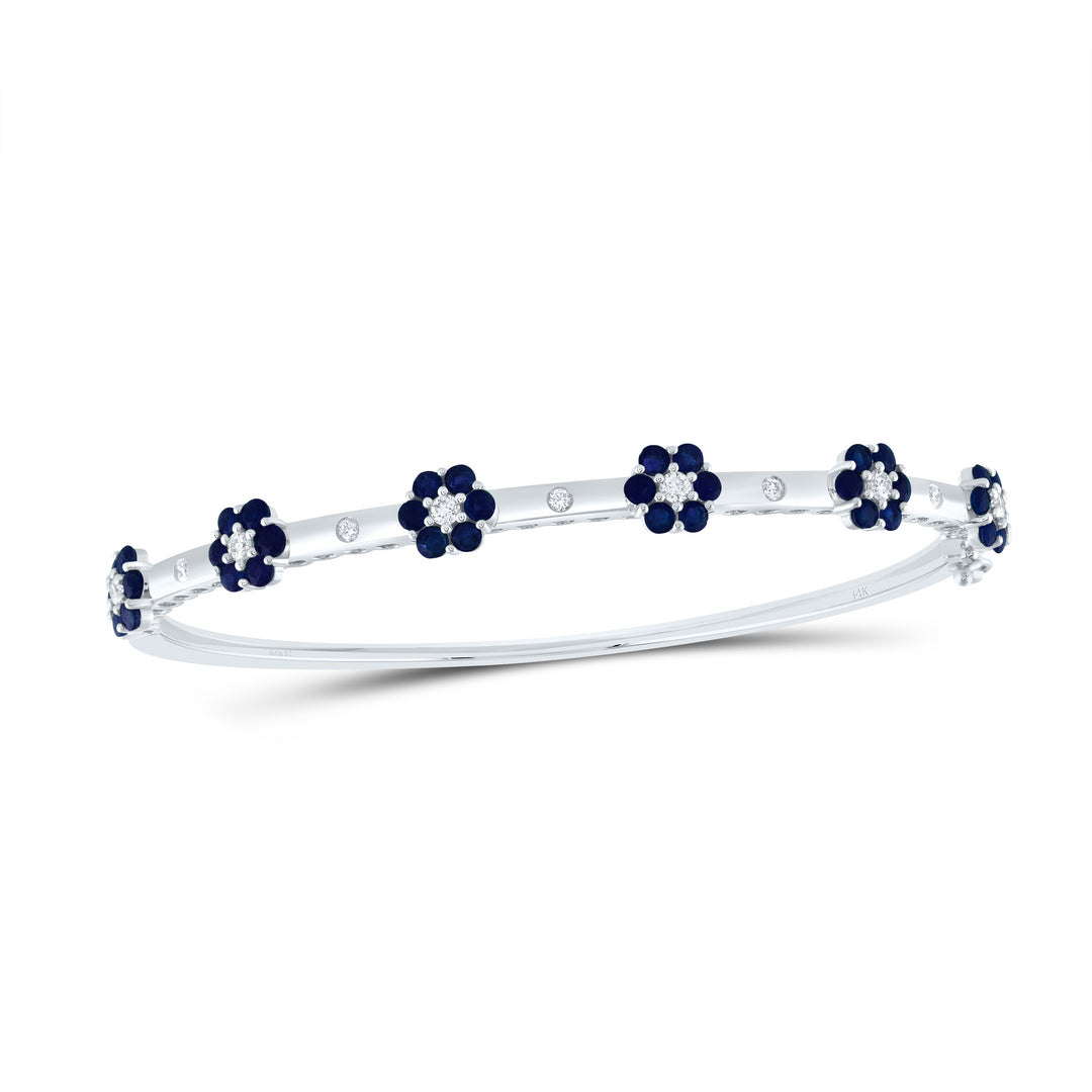 14kt White Gold F-H Diamond Flower Bangle 3/8 ctw