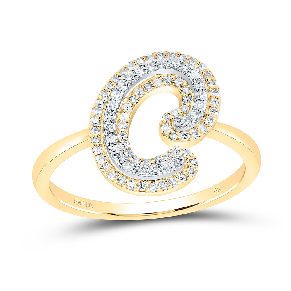 10kt Yellow Gold Diamond Fashion Initial Ring 0.28 ctw